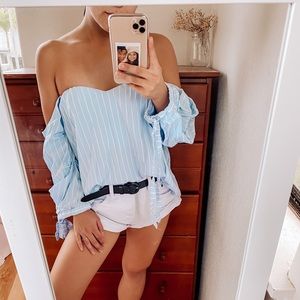 Charlotte Russe Striped Off the Shoulder Top